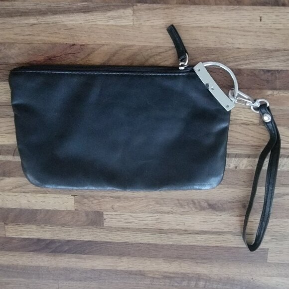 Lulu Black Leather Wristlet with Metal Studs - Picture 4 of 9